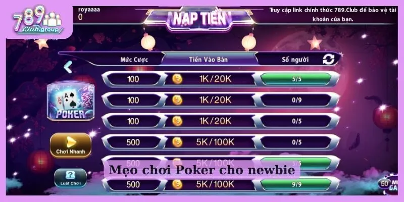 Mẹo chơi Poker cho newbie