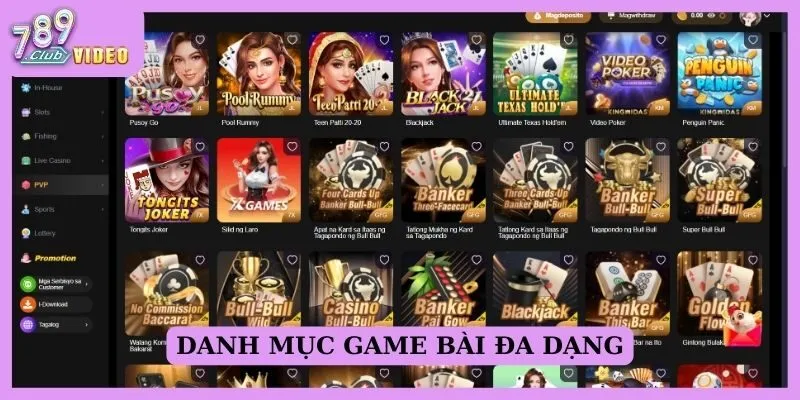 Danh mục game bài đa dạng